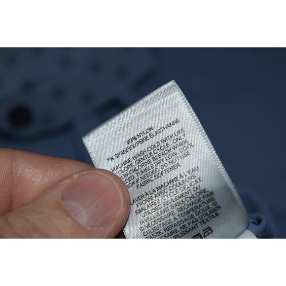 Express Shirt Men Size Large Stretch Slim Fit Blue Geometric Dress Nylon Spandex - Picture 5 of 7